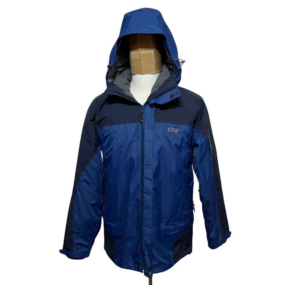 Outdoor Research Jacket Mens Large Blue Hooded Insulated Full Zip Ski Rain Coat
